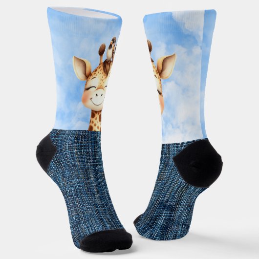 キリンと鳥の微笑み ソックス (傾斜あり)