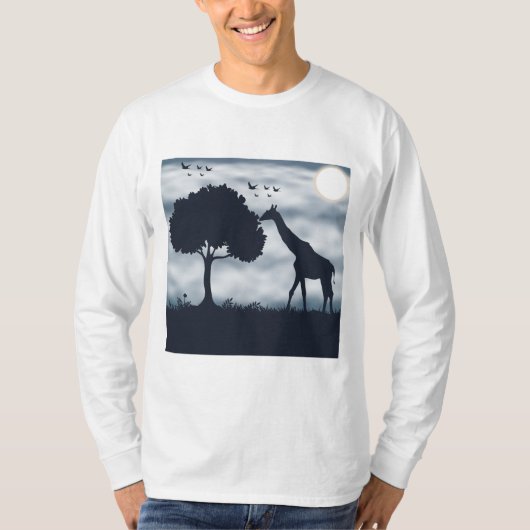 キリンにささやく月 Tシャツ (正面)