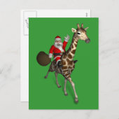 キリンに乗るサンタクロース シーズンポストカード (正面/裏面)