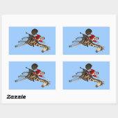 キリンに乗るサンタクロース 長方形シール (シート)