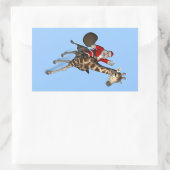 キリンに乗るサンタクロース 長方形シール (バッグ)