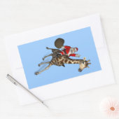 キリンに乗るサンタクロース 長方形シール (封筒)