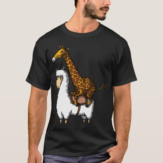 キリンに乗るラマ Tシャツ (正面)