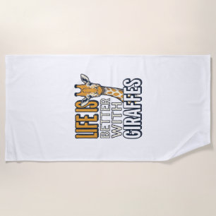 キリンのいる生活は最高 ビンテージTシャツデザイン ビーチタオル