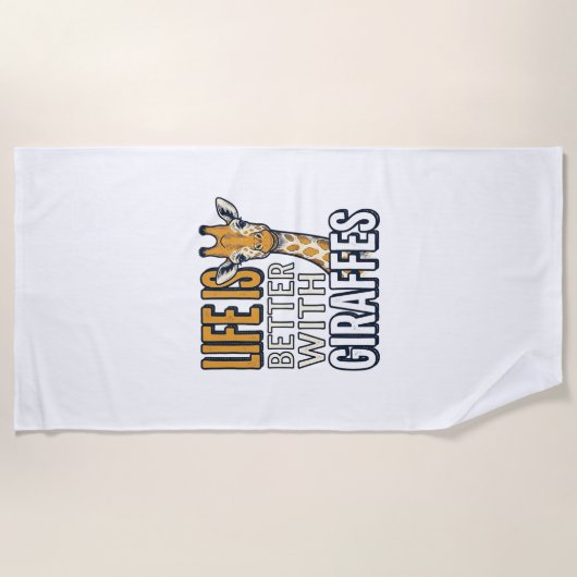 キリンのいる生活は最高 ビンテージTシャツデザイン ビーチタオル (正面)