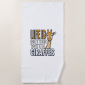 キリンのいる生活は最高 ビンテージTシャツデザイン ビーチタオル (正面)