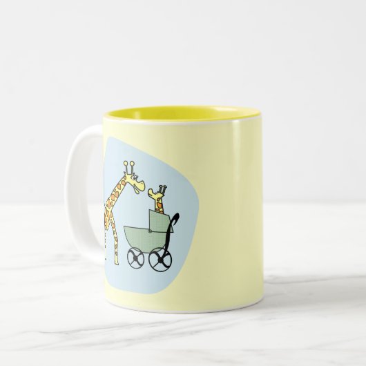 キリンのお母さんおよびベビーのマグ ツートーンマグカップ (正面左)