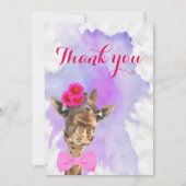 キリンのかわいいジャングルの動物の水彩画は感謝していしています サンキューカード (正面)