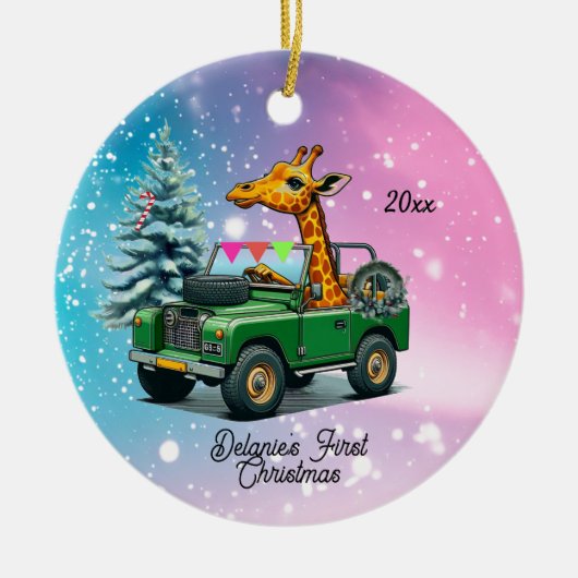 キリンのかわいい初クリスマス セラミックオーナメント (正面)