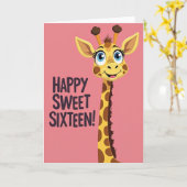 キリンのかわいい誕生日カード カード (黄色い花)