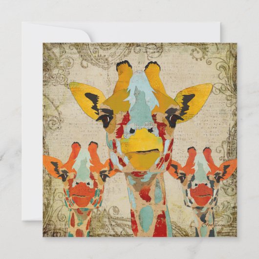 キリンのぼろぼろのベビーシャワーの招待状をかいま見ること 招待状 (裏面)