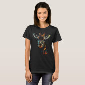 キリンのアートワーク – 多角形の動物 Tシャツ (正面フル)