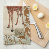 キリンのオレンジ花タオル キッチンタオル (四つ折り)