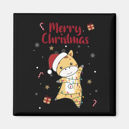 キリンのクリスマスキリン冬の動物磁石 マグネット (正面)
