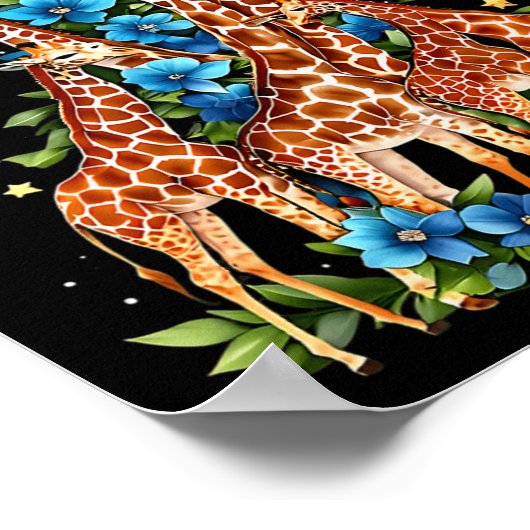 キリンのクリスマスツリーかわいいキリン愛好家クリスマスホー ポスター (角)