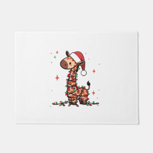 キリンのクリスマスツリーキリンのクリスマスツリーの女性とB ドアマット