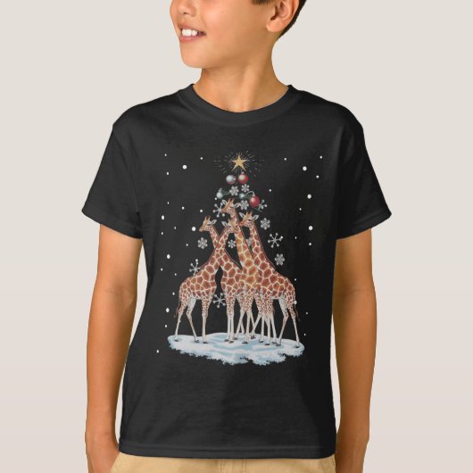 キリンのクリスマスツリーキリンのクリスマスツリーメリーCh Tシャツ (正面)