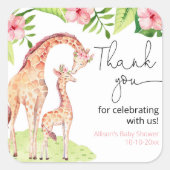 キリンのサファリのトロピカルガール離れの赤ちゃんシャワー スクエアシール (正面)
