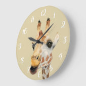 キリンのサファリの水彩画の子供部屋部屋 ラージ壁時計 (傾斜)