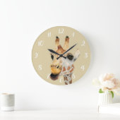 キリンのサファリの水彩画の子供部屋部屋 ラージ壁時計 (ホーム)