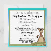 キリンのシマウマのライオンの動物園動物の誕生日の招待状 招待状 (裏面)