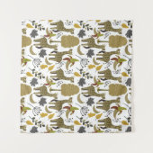 キリンのシームレスなパターン黄色の白い背 タペストリー (正面(横))