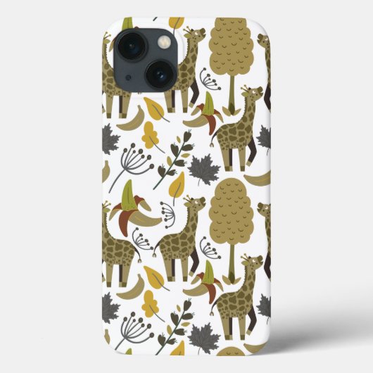 キリンのシームレスなパターン黄色の白い背 Case-Mate iPhoneケース (裏面)
