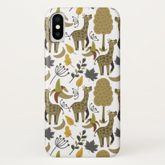 キリンのシームレスなパターン黄色の白い背 Case-Mate iPhoneケース (裏面)