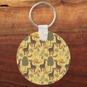キリンのシームレスなパターン黄色の背景 キーホルダー (正面)