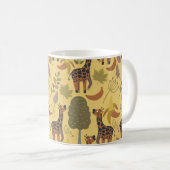 キリンのシームレスなパターン黄色の背景 コーヒーマグカップ (正面右)