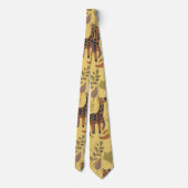 キリンのシームレスなパターン黄色の背景 ネクタイ (裏面)