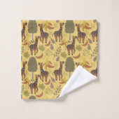 キリンのシームレスなパターン黄色の背景 バスタオルセット (ウォッシュタオル)