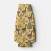 キリンのシームレスなパターン黄色の背景 ボトルクーラー (正面)