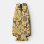 キリンのシームレスなパターン黄色の背景 ボトルクーラー (裏面)