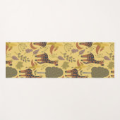 キリンのシームレスなパターン黄色の背景 ヨガマット (正面(横))