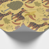 キリンのシームレスなパターン黄色の背景 ラッピングペーパー (角)