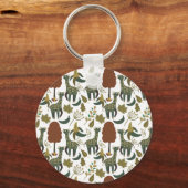 キリンのシームレスパターン |カラフル花柄 キーホルダー (正面)