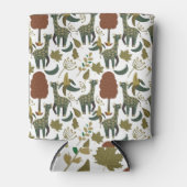 キリンのシームレスパターン |カラフル花柄 缶クーラー (正面)