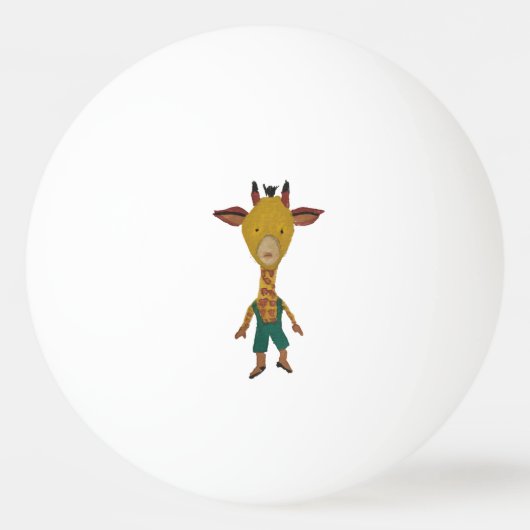 キリンのジャングルの友人のベビー動物水色 卓球ボール (正面)
