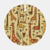 キリンのスケッチ、おもしろいシームレスデザイン。 ガラスオーナメント (裏面)