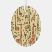 キリンのスケッチ、おもしろいシームレスデザイン。 ガラスオーナメント (正面左)