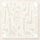 キリンのスケッチ、おもしろいシームレスデザイン。 ガラスコースター (裏面)