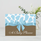 キリンのスポットとブルーボウ赤ちゃんシャワー 招待状 (スタンド正面)