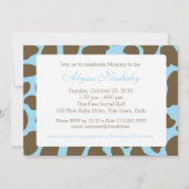 キリンのスポットとブルーボウ赤ちゃんシャワー 招待状 (裏面)