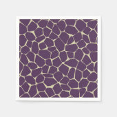 キリンのスポットパターンを紫色と金ゴールドのデコパージュ スタンダードカクテルナプキン (正面)