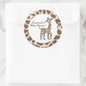 キリンのスポットピンクの赤ちゃんシャワー ラウンドシール (バッグ)