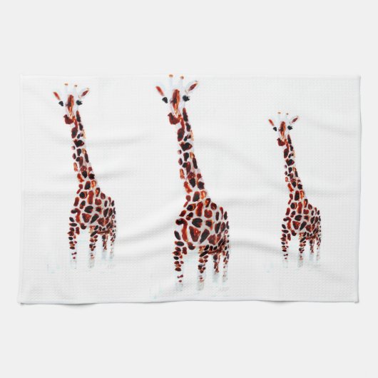 キリンのタオル野生動物アート キッチンタオル (横)