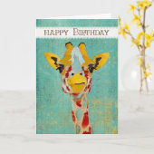 キリンのバースデー・カードをかいま見る金ゴールド カード (黄色い花)