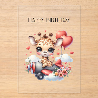 キリンのパイロット お誕生日 アクリル招待状