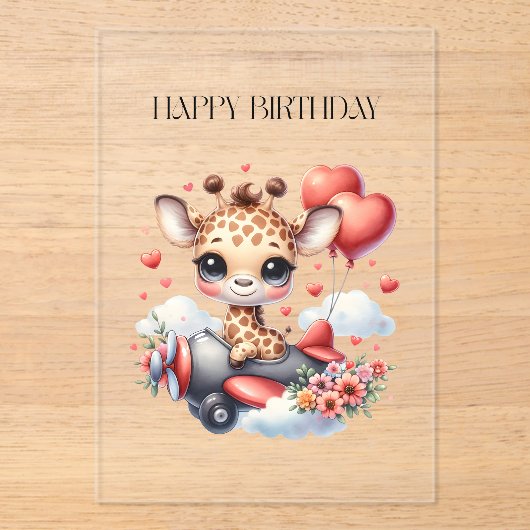 キリンのパイロット お誕生日 アクリル招待状 (正面)